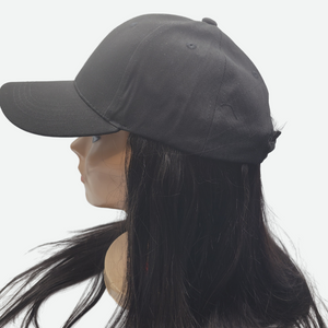 Black Baseball Cap Wigs- Straight