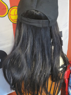 Black Baseball Cap Wigs- Straight