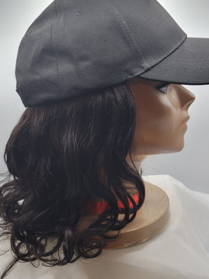 Black Baseball Cap Wigs- Body Wave