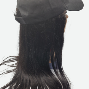 Black Baseball Cap Wigs- Straight