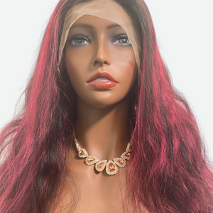 Burgundy Wig With Black Highlights