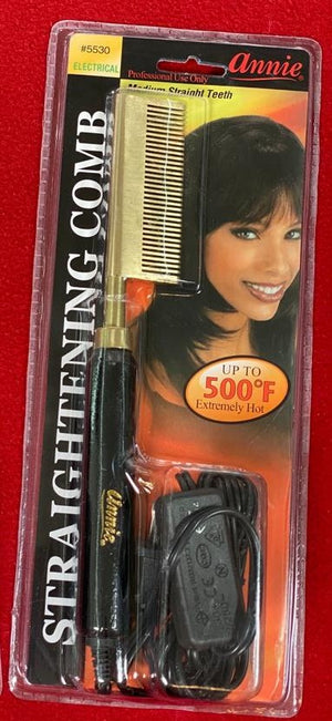 Annie Electrical Straightening Comb-Medium Straight Teeth - Christopher Anthony's Premium Raw Virgin Hair