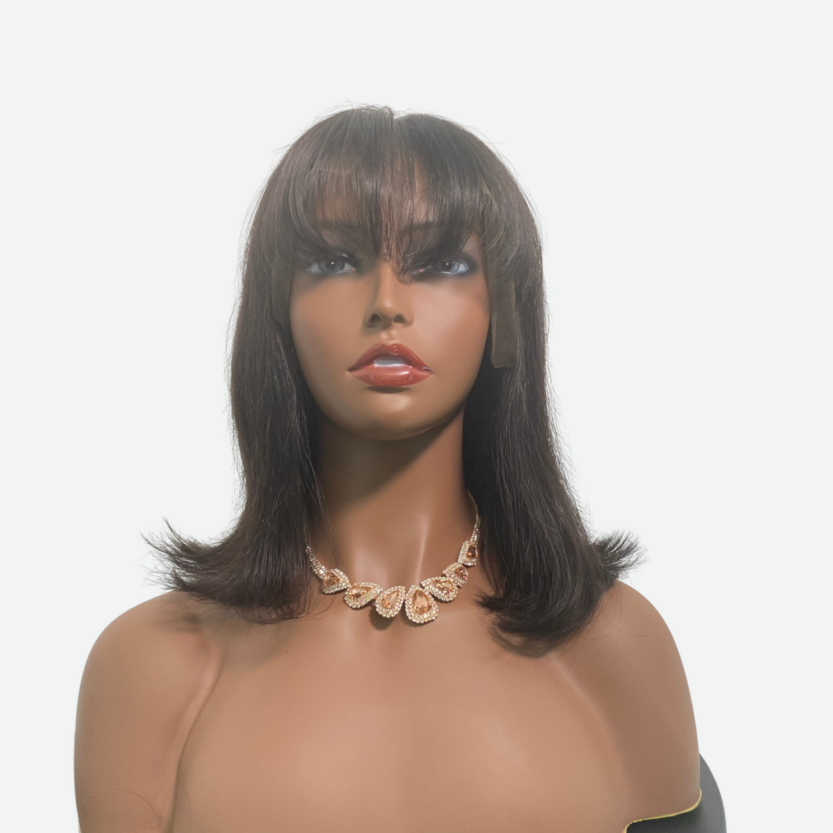 Natural Black Bob Wig With Bang