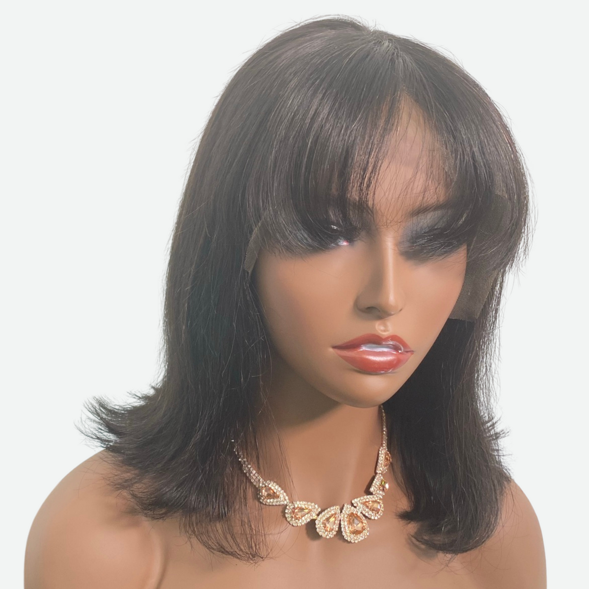Natural Black Bob Wig With Bang