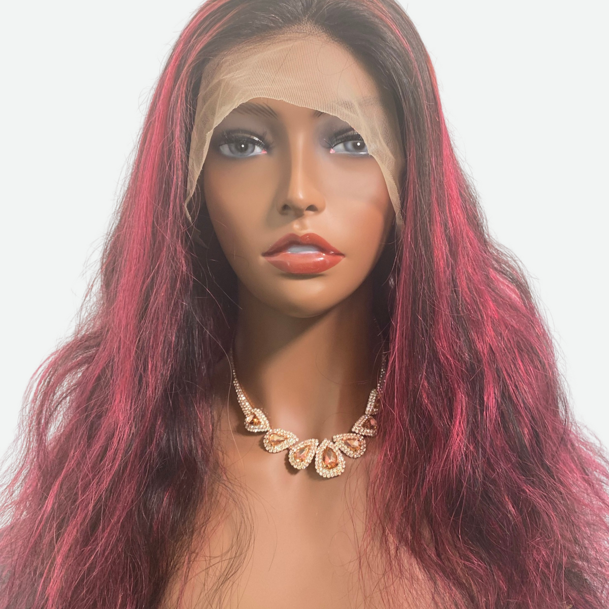 Burgundy Wig With Black Highlights