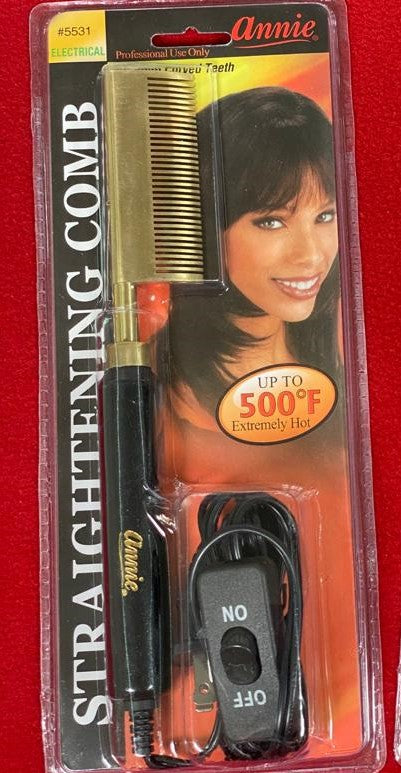 Annie Electric Straightening Comb-Medium Curved Teeth - Christopher Anthony&#39;s Premium Raw Virgin Hair